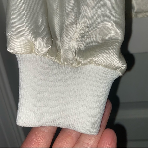 Vtg Kids 16 or Ladies Small White satin bomber Jacket Disney Mickey Minnie Mouse - Picture 8 of 12